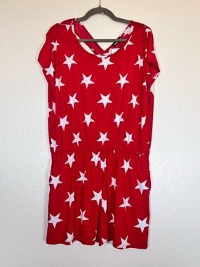 Red Star Print Romper, size 3X